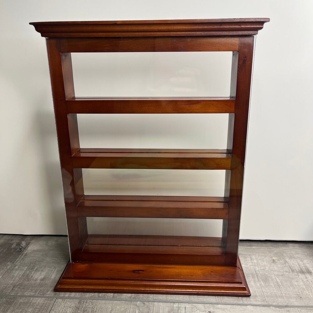 Challenge Coin Red Wood Finish Display Stand Shelf Holds 12-16 coins 13x9x5